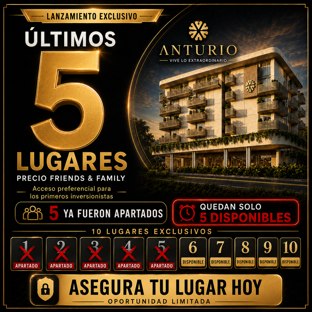 Últimos 8 departamentos - Friends and Family Anturio Montebello